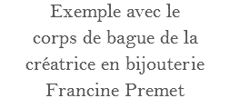 Exemple avec le
corps de bague de la créatrice en bijouterie Francine Premet